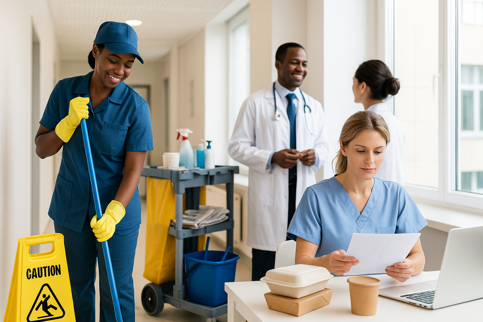 Janitorial, disposable foodservice, and linen supplies for healthcare facilities